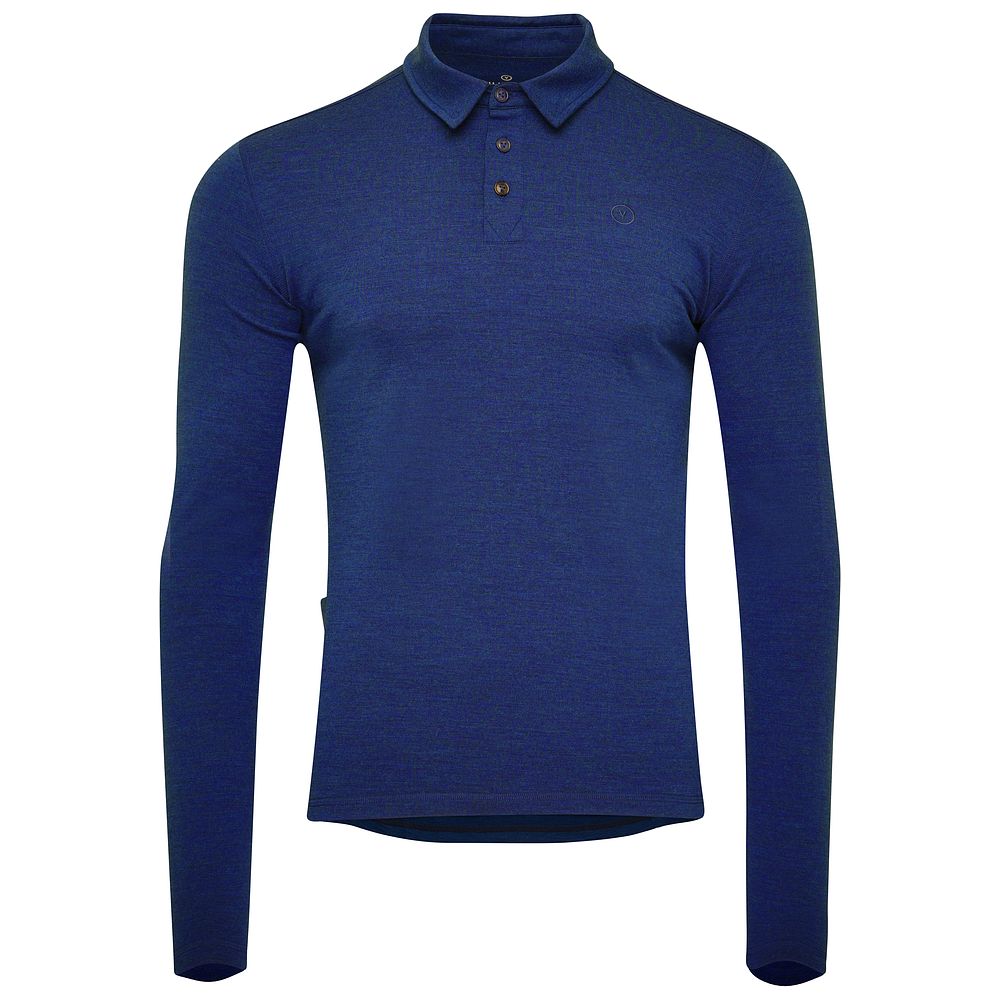 Vulpine | Mens Merino Long Sleeve Polo (Ocean Melange)