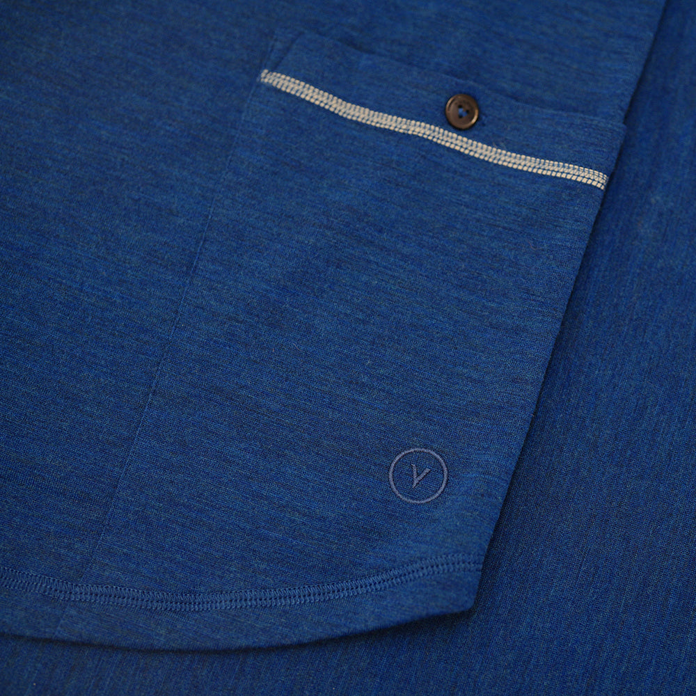 Vulpine | Mens Merino Long Sleeve Polo (Ocean Melange)