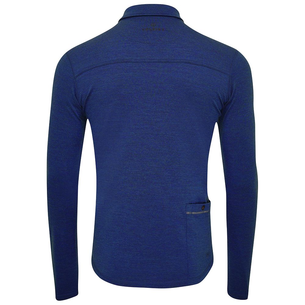 Vulpine | Mens Merino Long Sleeve Polo (Ocean Melange)