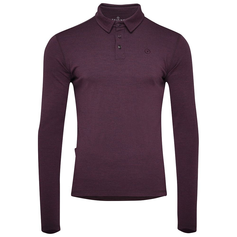 Vulpine | Mens Merino Long Sleeve Polo (Plum Melange)