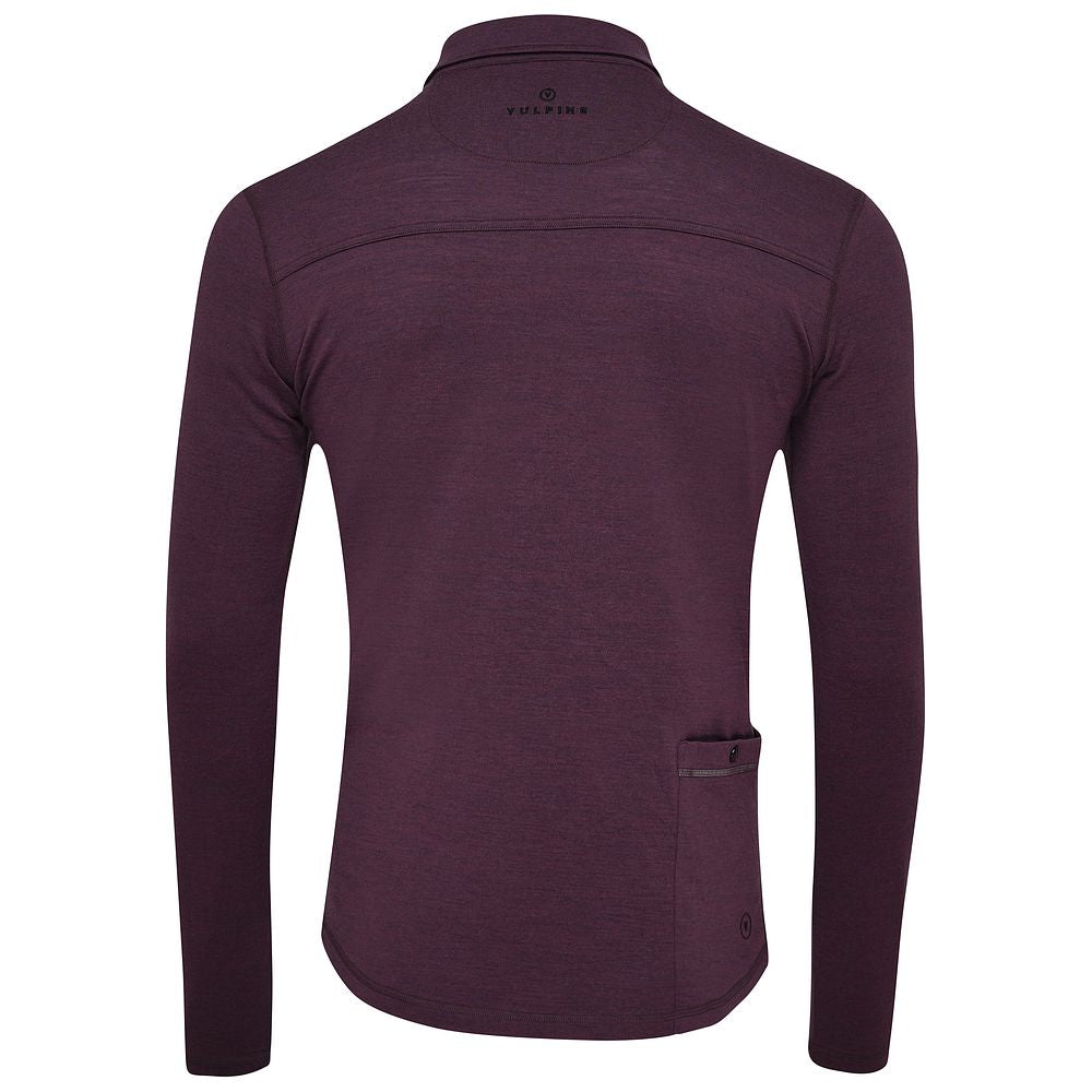 Vulpine | Mens Merino Long Sleeve Polo (Plum Melange)