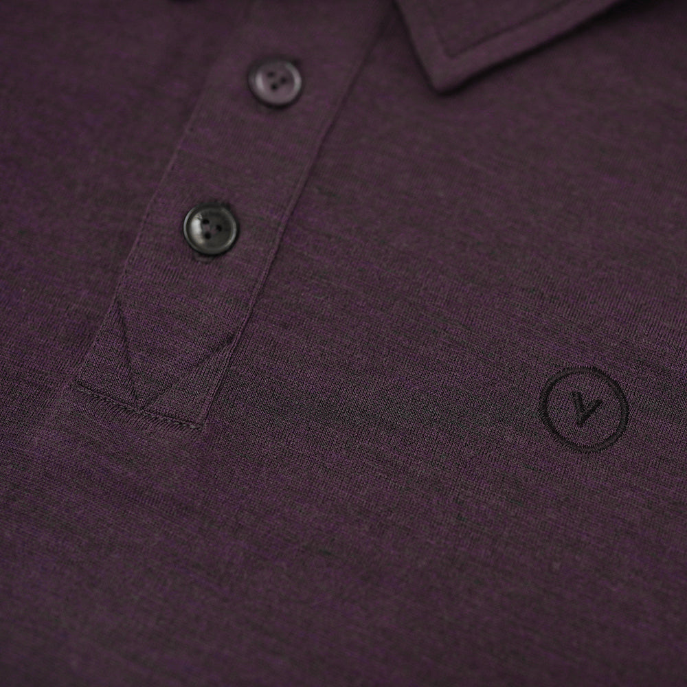 Vulpine | Mens Merino Long Sleeve Polo (Plum Melange)