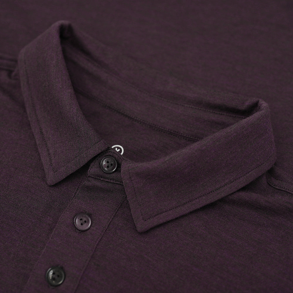 Vulpine | Mens Merino Polo (Plum Melange)